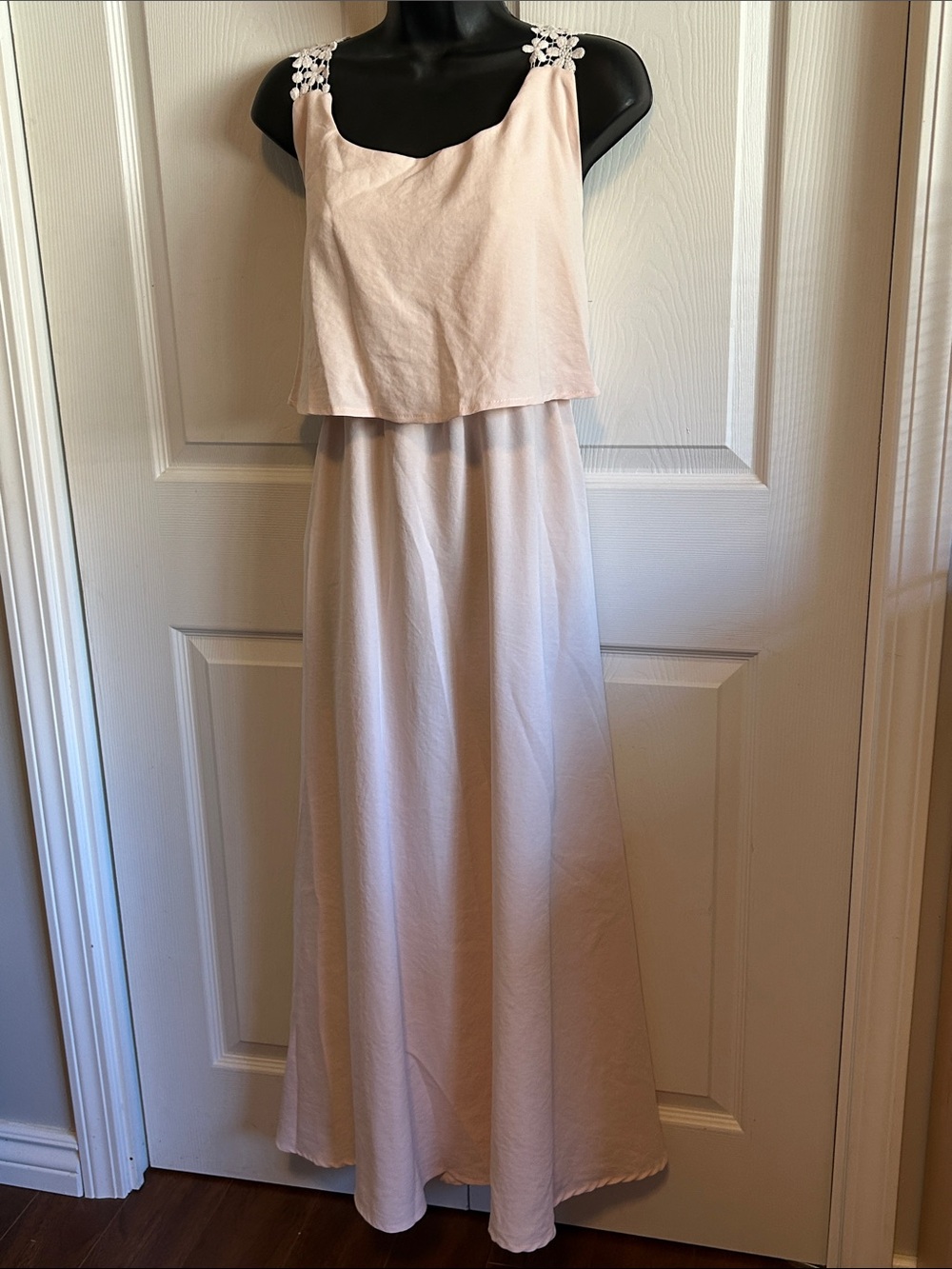 Women's Blush Pink Maxi Dress with Floral Strap Detail 1X 12-14 size